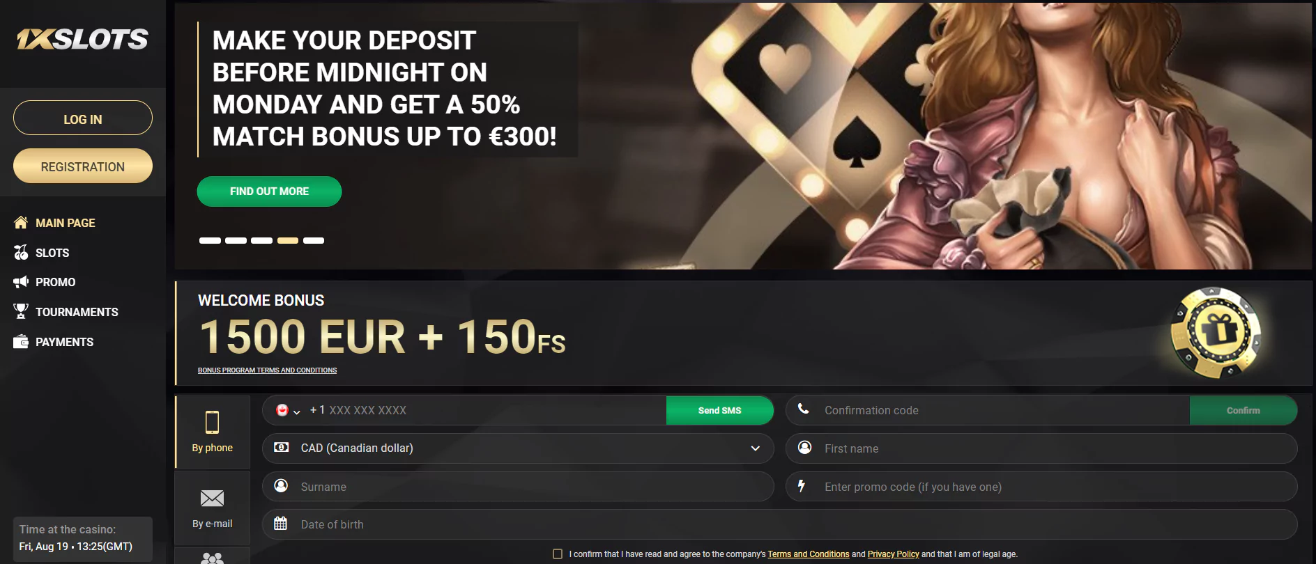 Screenshot of 1X-Slots - Online Casino with minimum deposit from 0ne Dollar