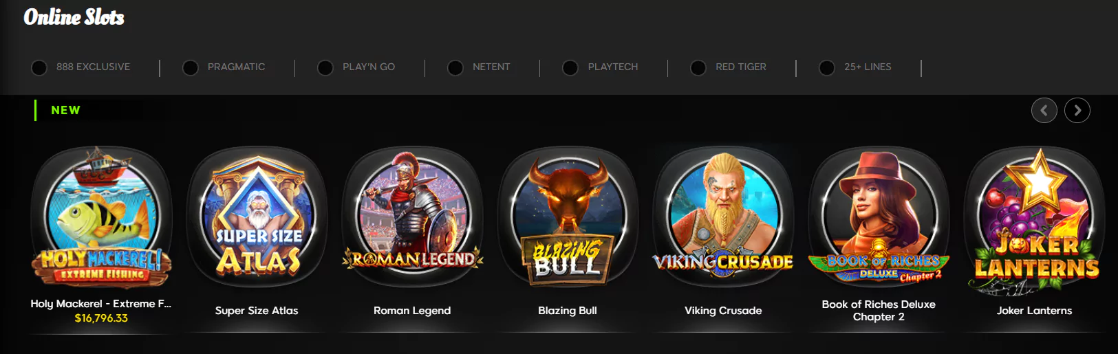 Screenshot of Slot Games in $1 Deposit Casino