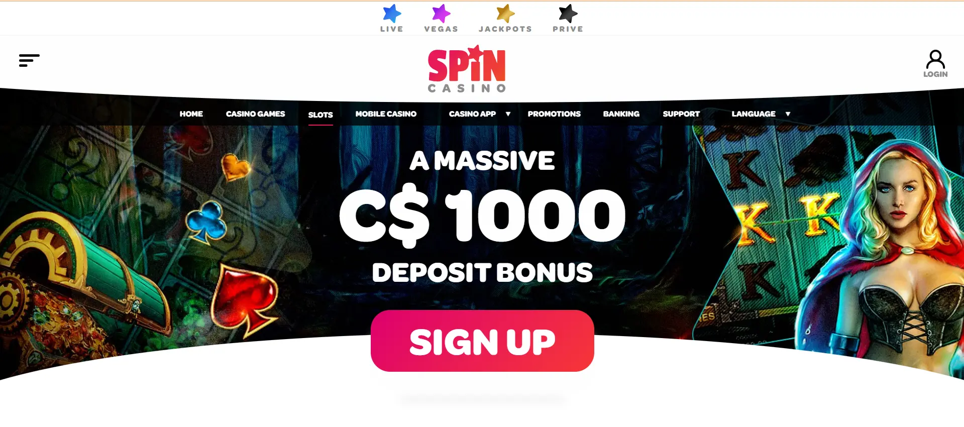 Screenshot of Best 1$ deposit online Casino - Spin Casino
