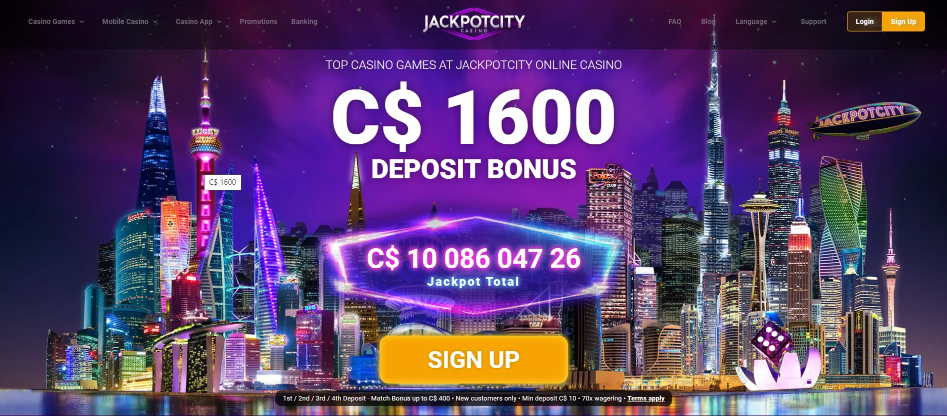 Screenshot of Jackpot City - Online Casino with Minimum Deposit 5$