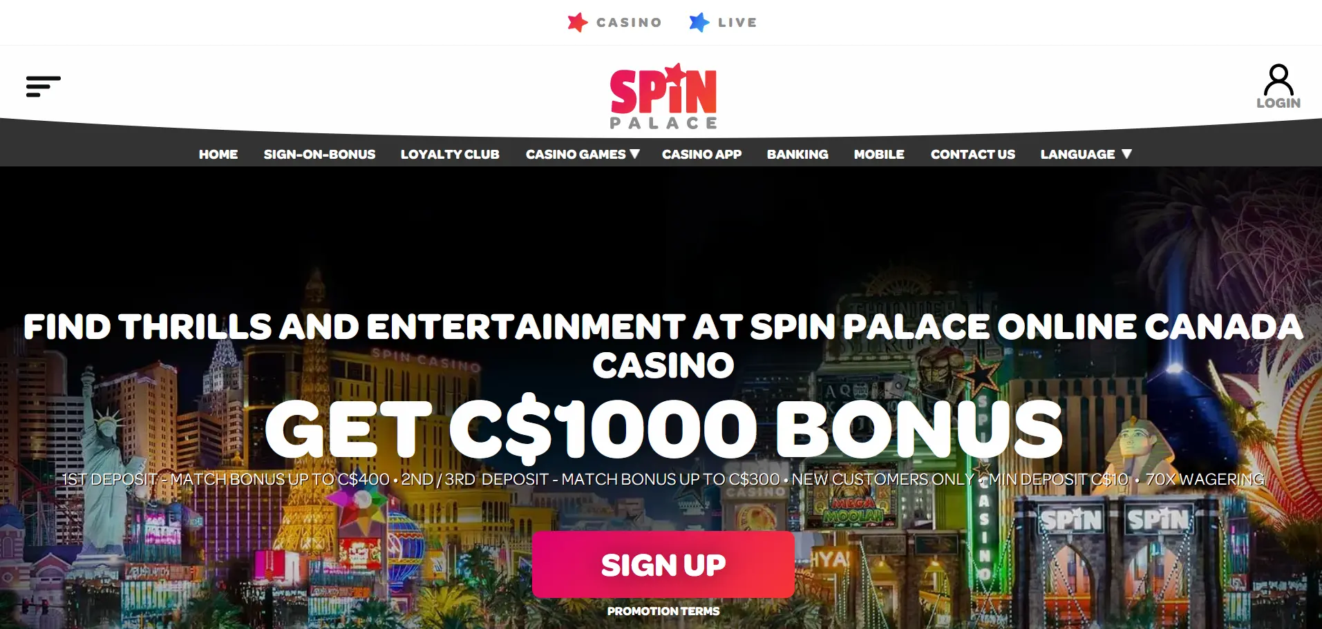 Screenshot of Spin Palece - Online Casino with Minimum Deposit 5$