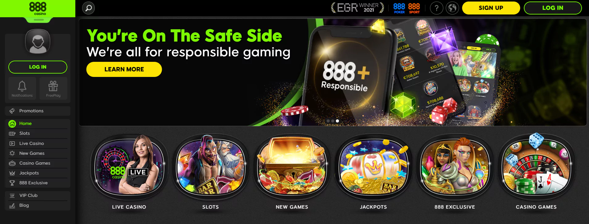 Screenshot of 888 Casino - Online Crypto Casino