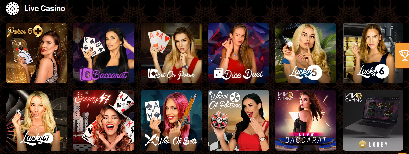 Screenshot of Live Online Casino Games in Canada