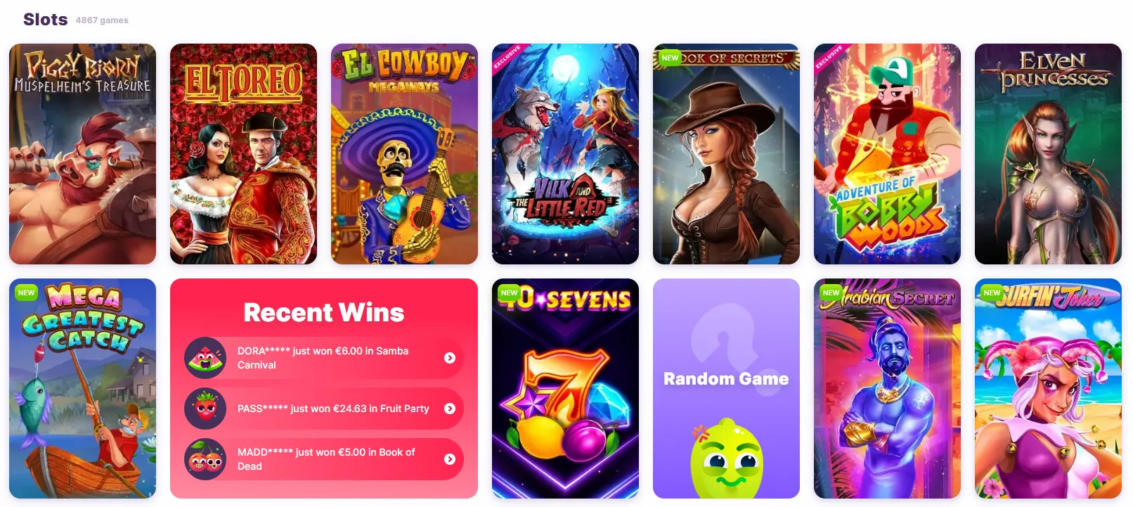 Screenshot of Best Payout Casino Slots from Official WebSite