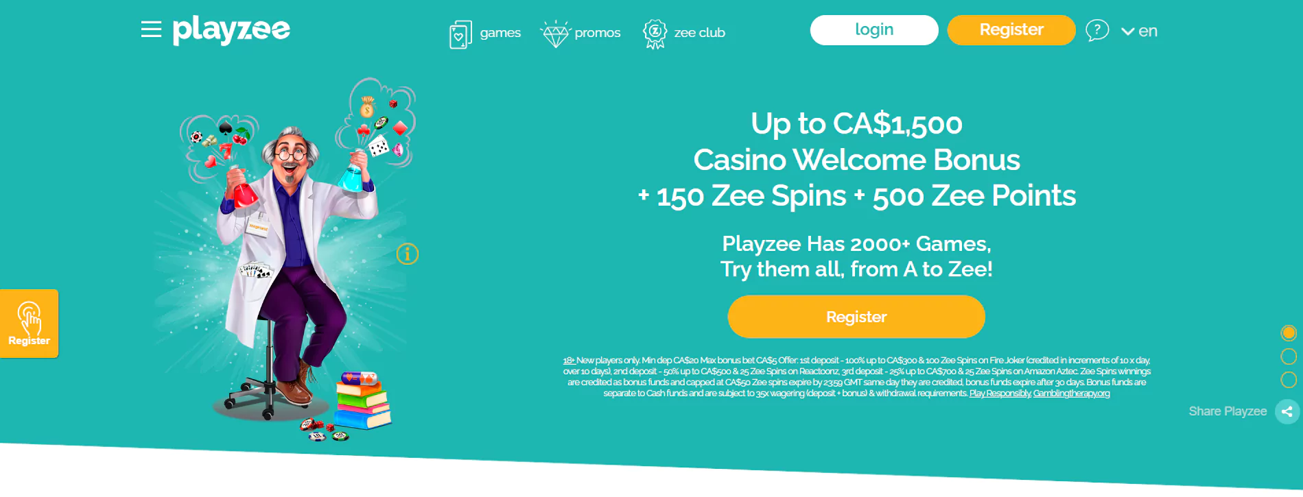Screenshot of Play Zee - Online Casino that Accepting Interac