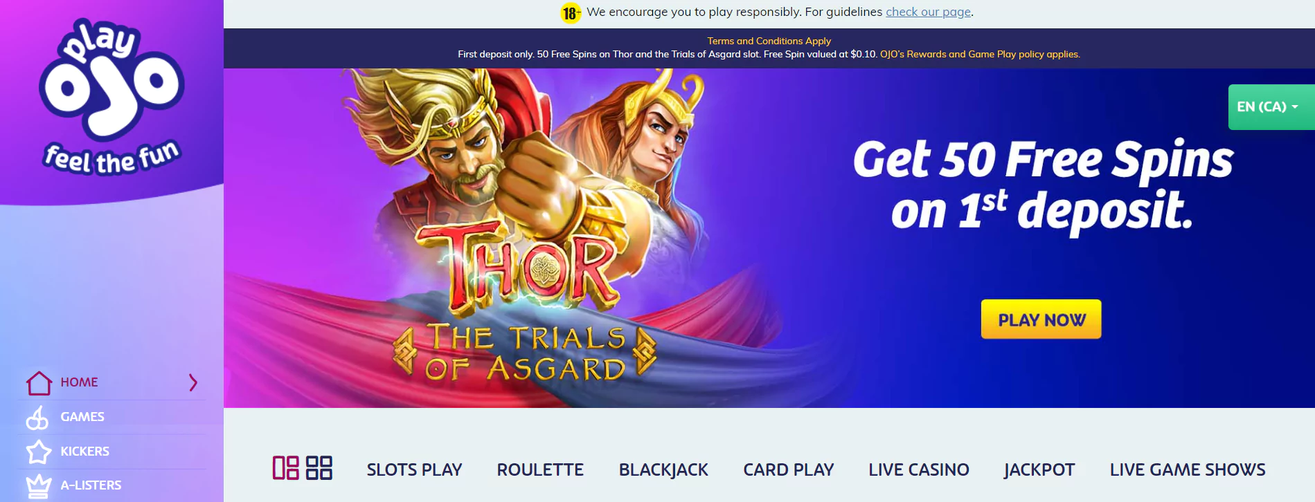 Screenshot of Play Ojo - Quebec Online Casino