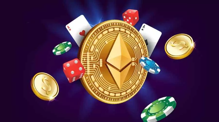 Ethereum Logo with Casino tokens