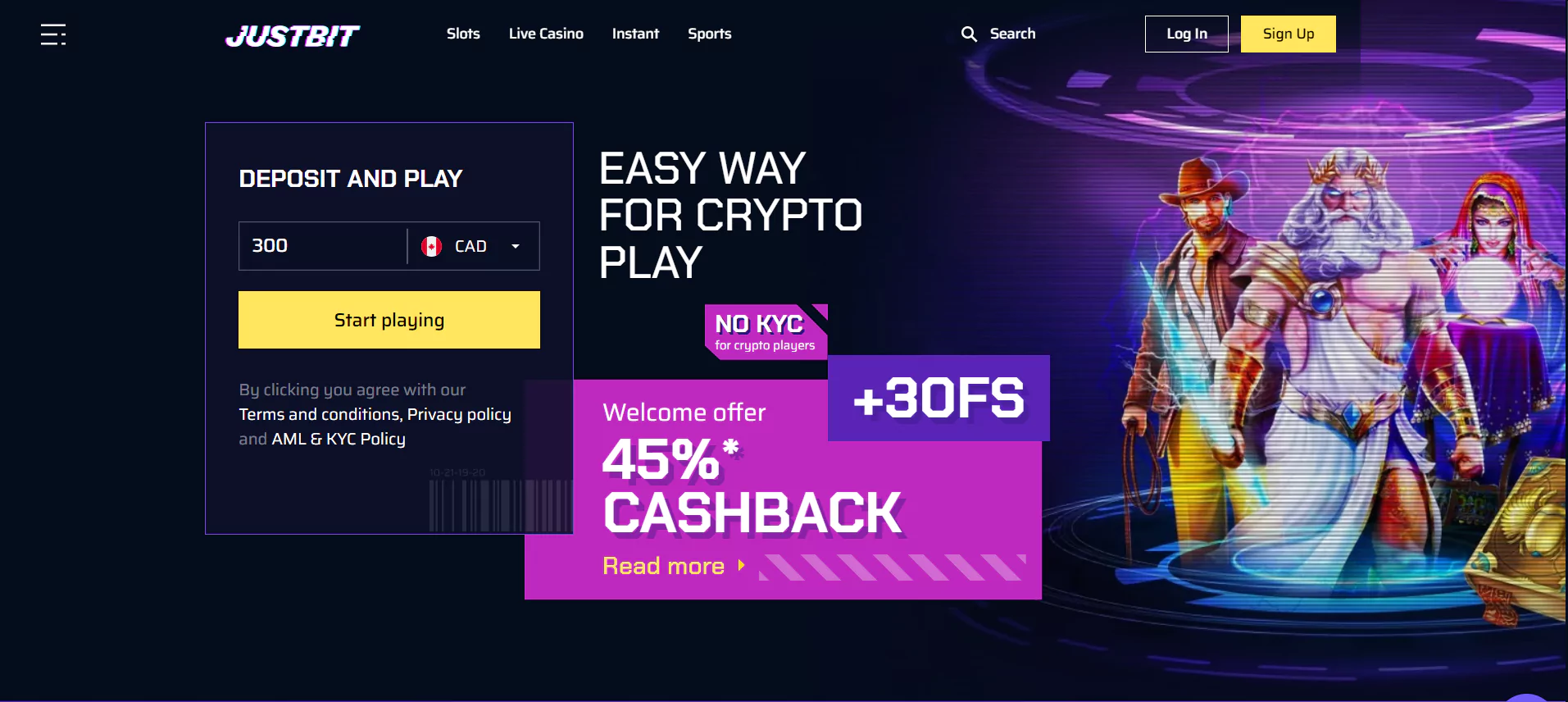 Screenshot of JustBit Online Casino Welcome Bonus from Official Website