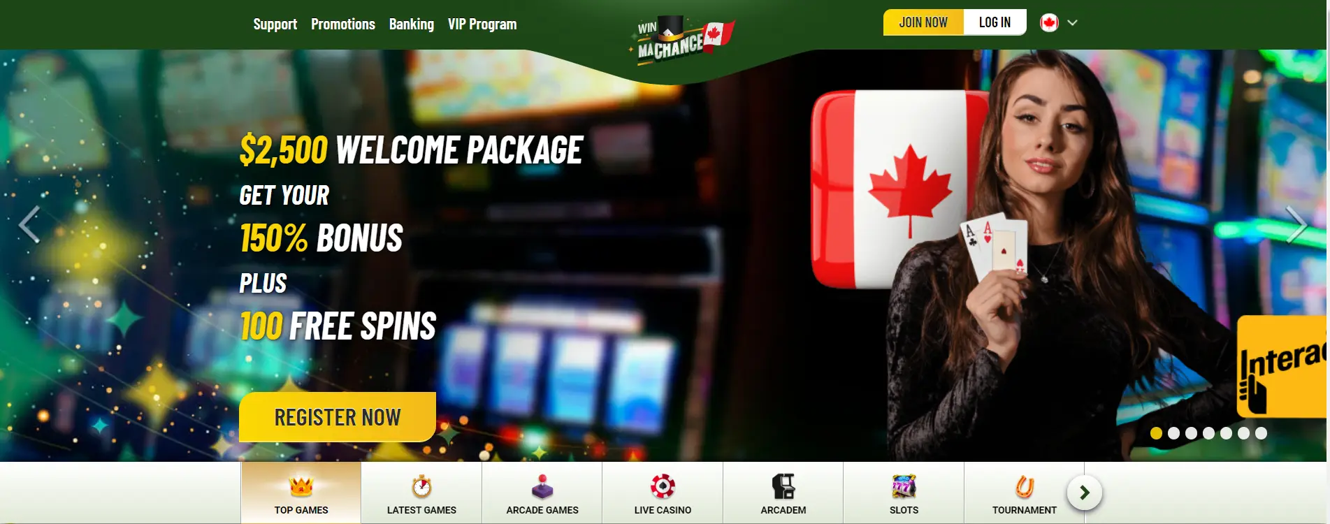 Screenshot of MaChance Online Casino Welcome Bonus