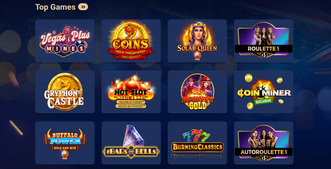 Screenshot of Games at Online Casino VegasPlus