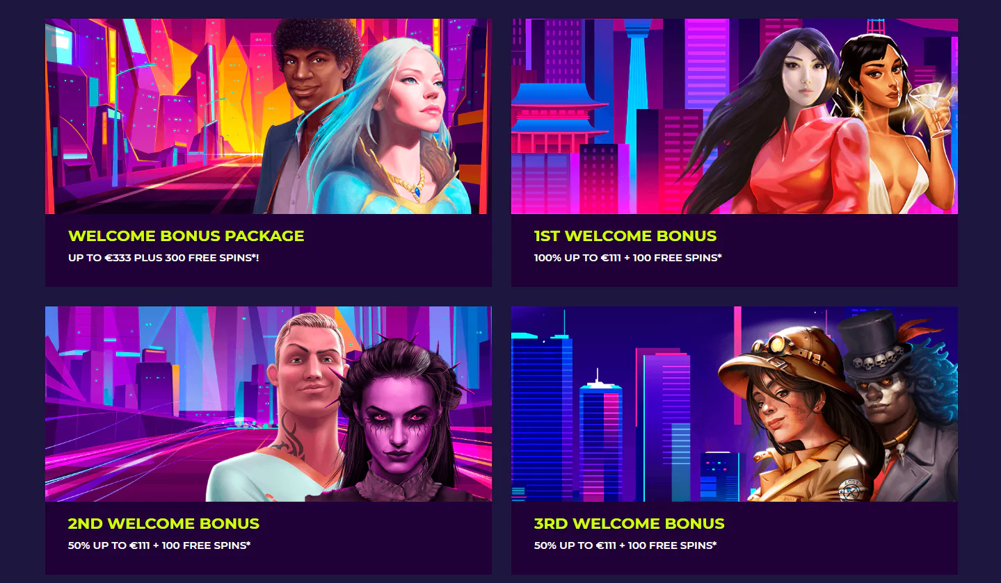 Night Rush Casino Bonuses - Screenshot From official Website