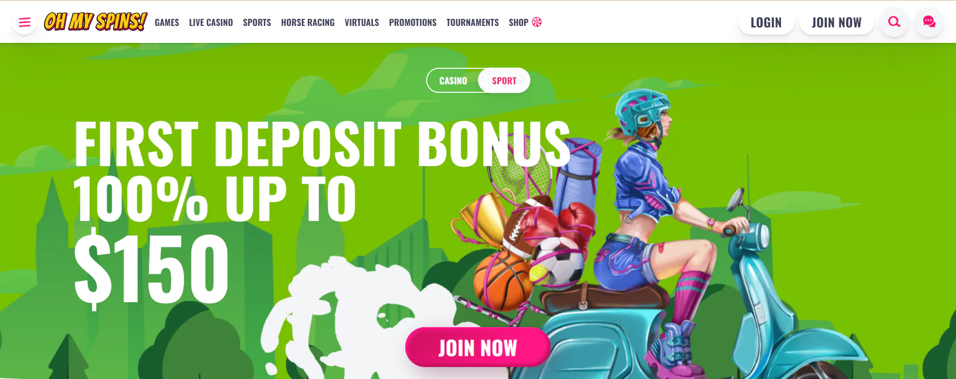 Oh My Spins Casino Main PAge - Screenshot from Officail Website