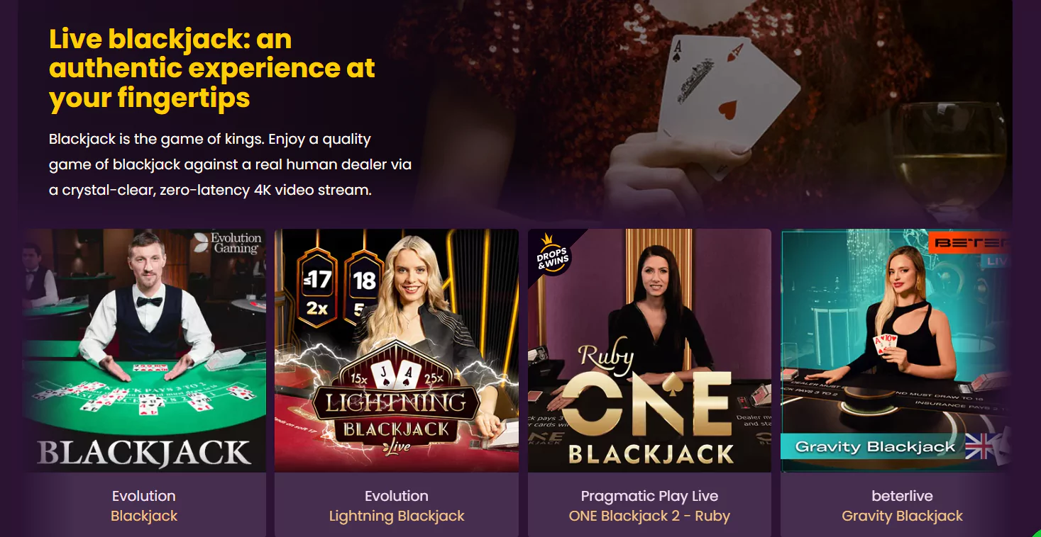 Screenshot of Live Blackjack Games at Live Dealer Online Casinos