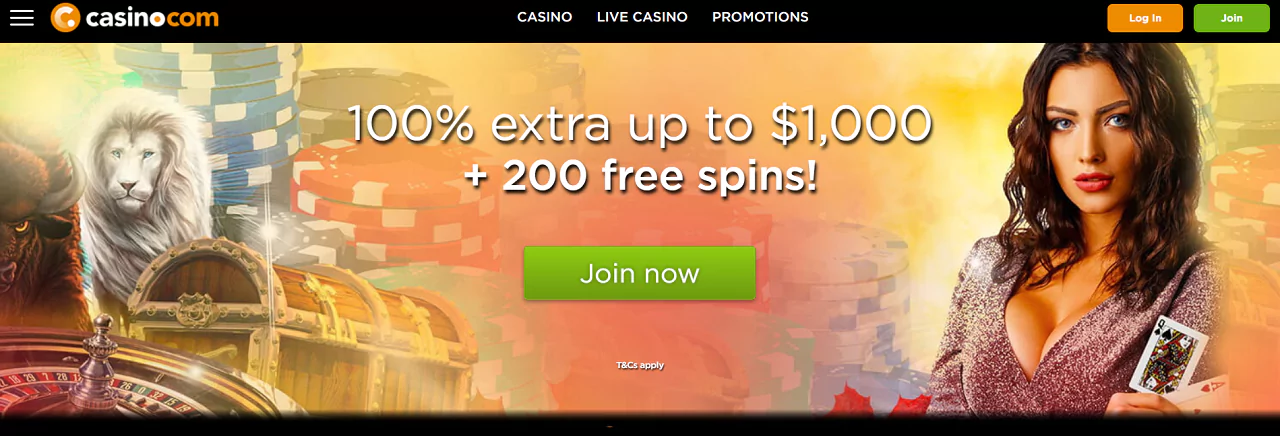Screenshot of Casino com - Best Canadian Online Casino with PayPal