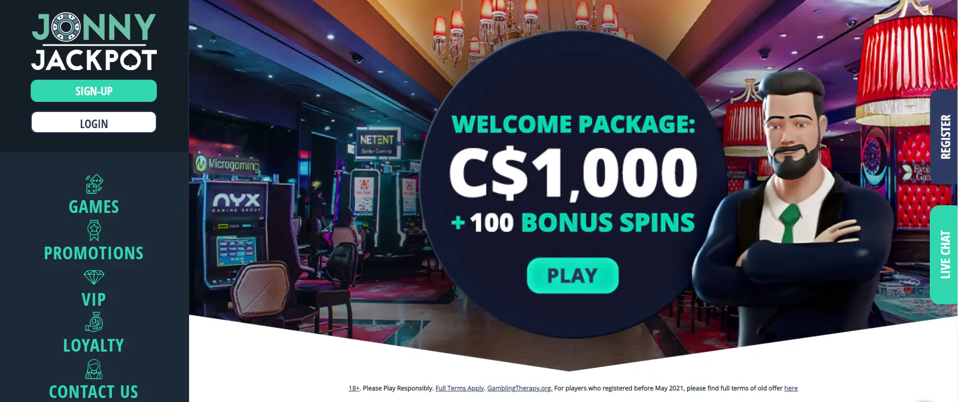 Screenshot of Jonny Jackpot - Real Money Online Casino