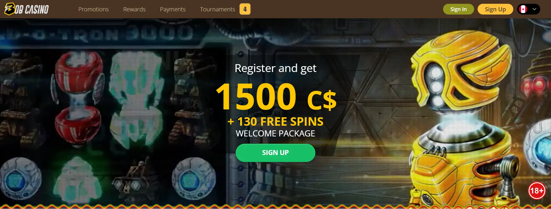 Screenshot of Bob Casino - Online Casino with min Deposit 10$