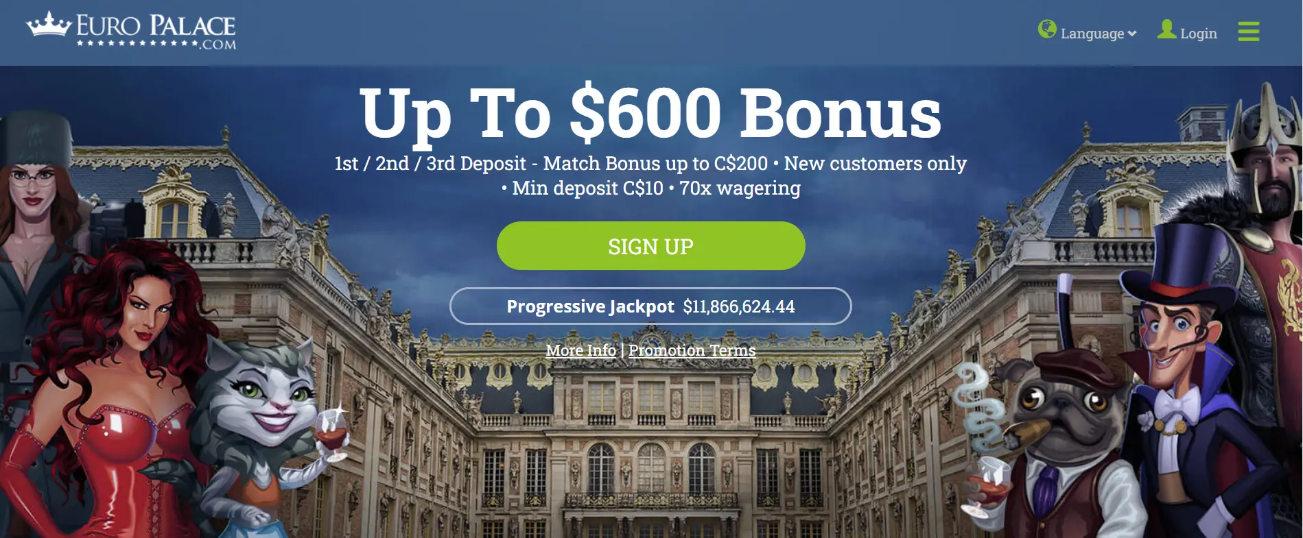 Screenshot of Euro Palace - $10 Deposit Casino in Canada