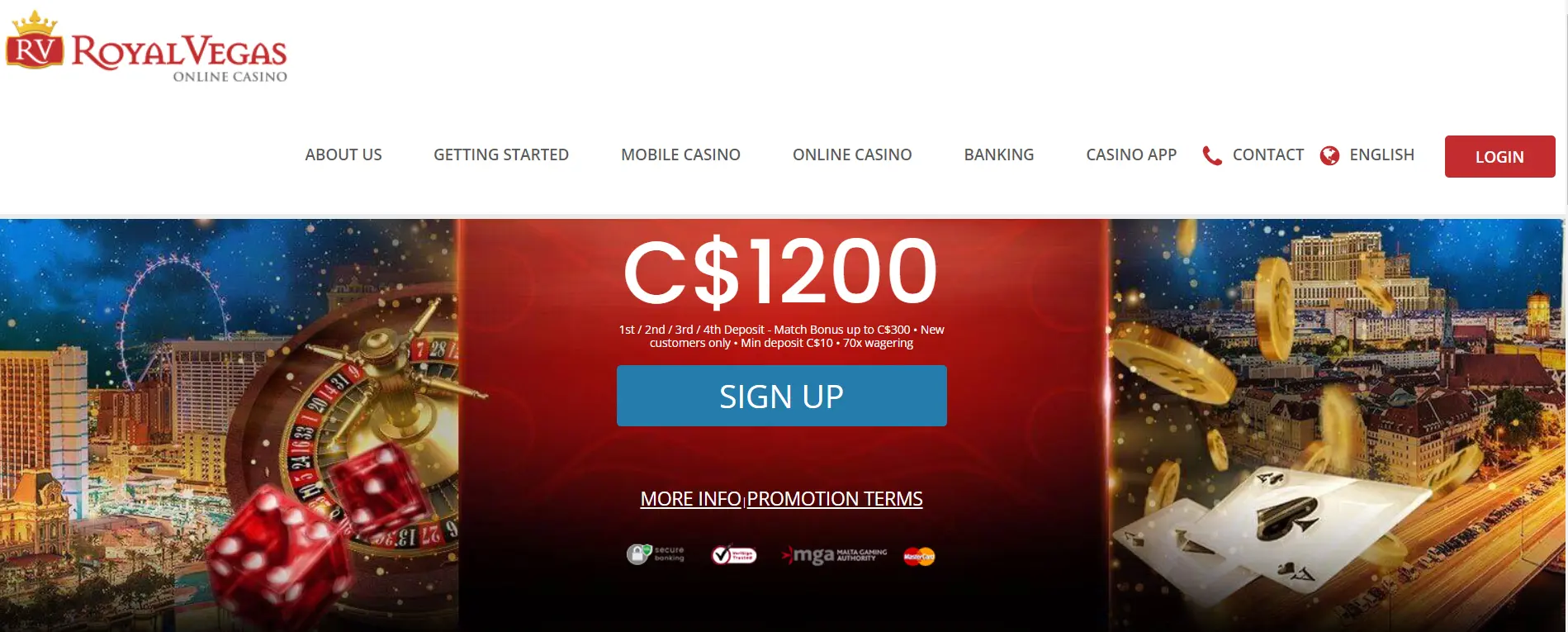 Screenshot of Royal Vegas - $10 Deposit Casino in Canada