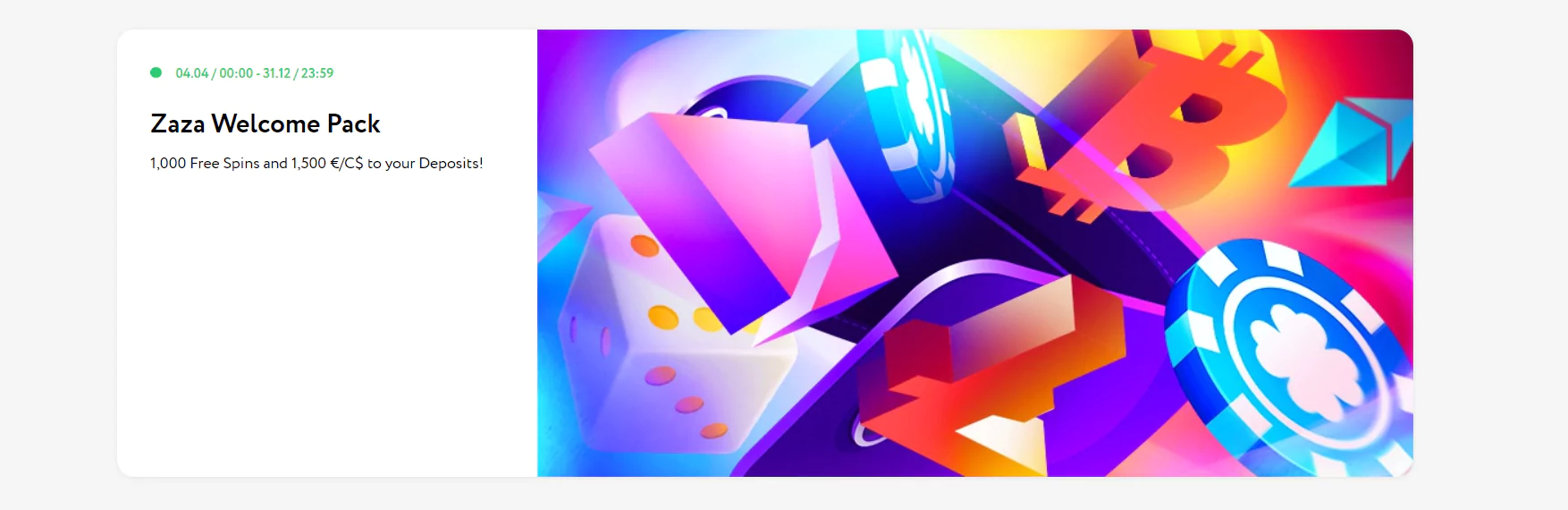 Screenshot of Welcome Bonus at Zaza Online Casino