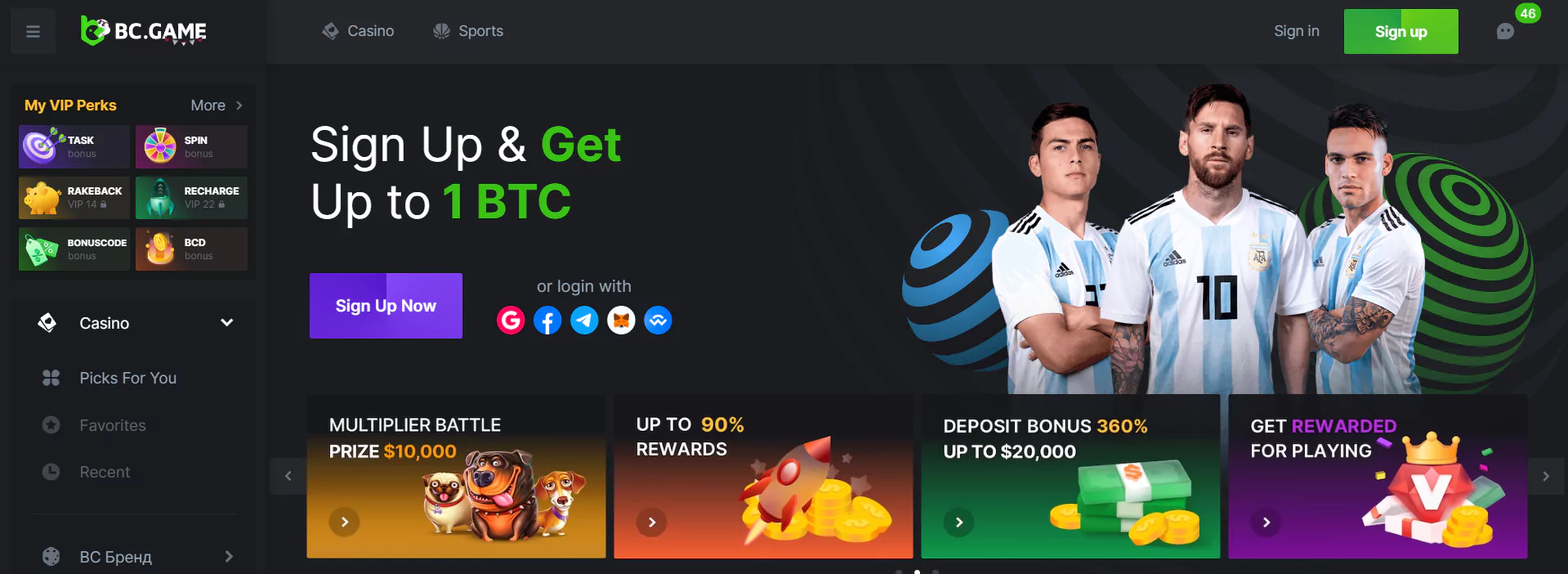 Screenshot of BC.Games Casino - The Best Crypto Casino in Canada