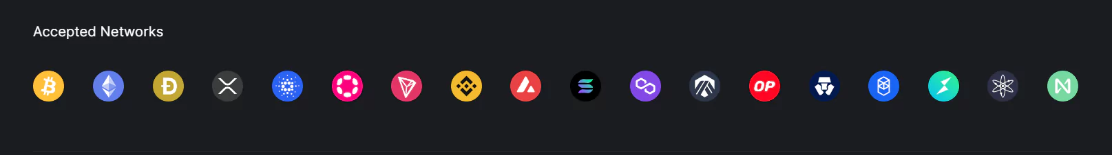 Screenshot of Cryptocurrency support at BC Games Crypto Casino from official website