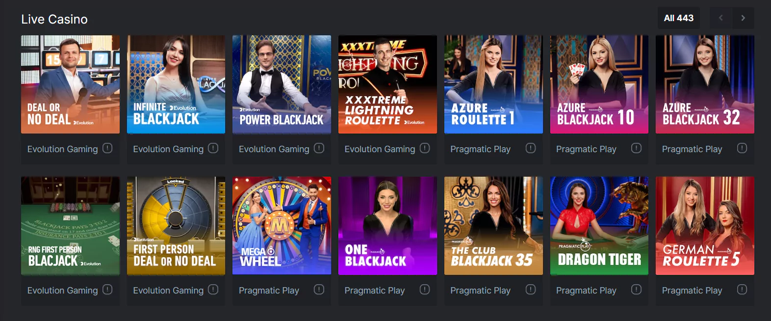Screenshot of BC.Games Casino Live Dealer Games from Official Website
