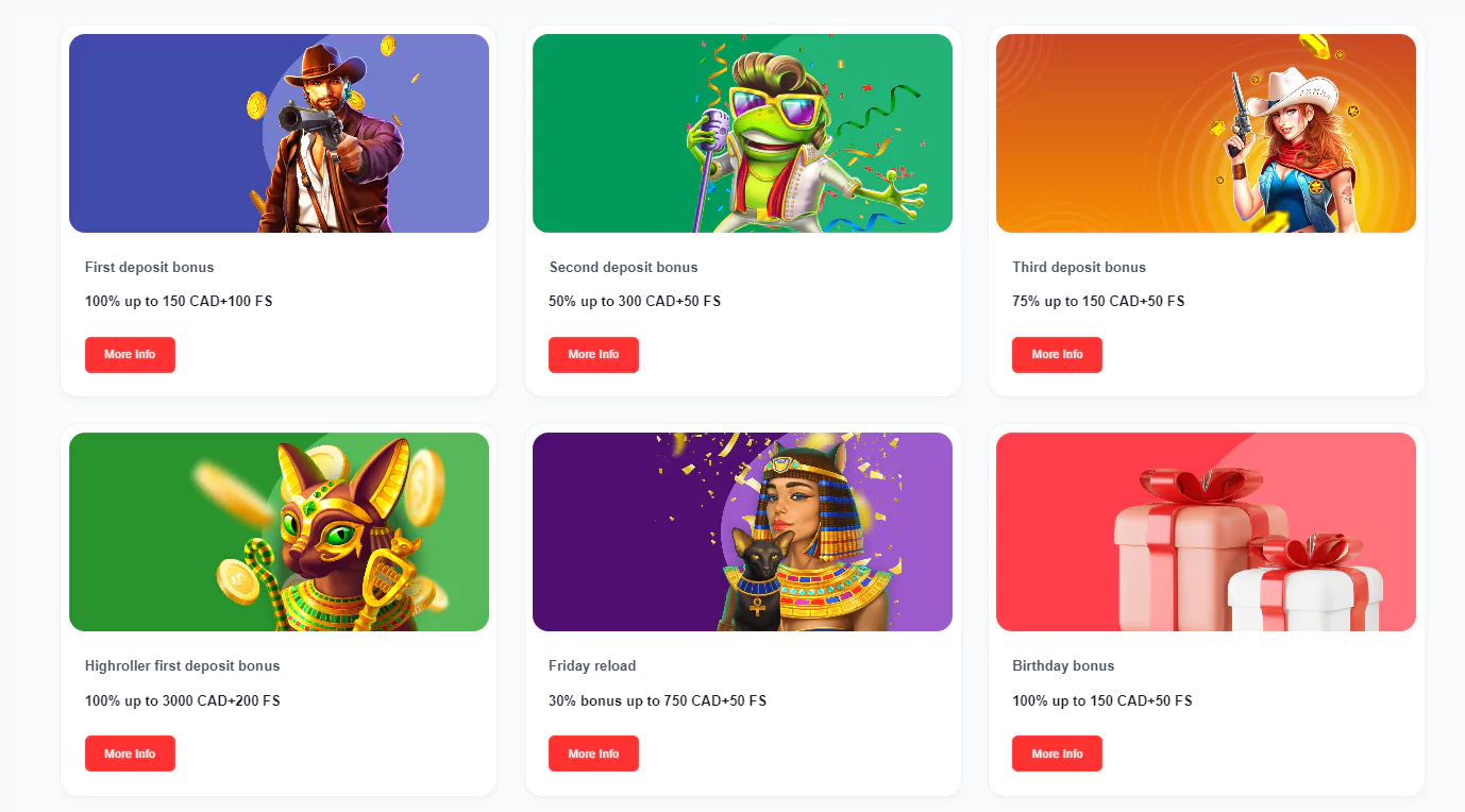 Screenshot of promotions at OXi Casino from official website