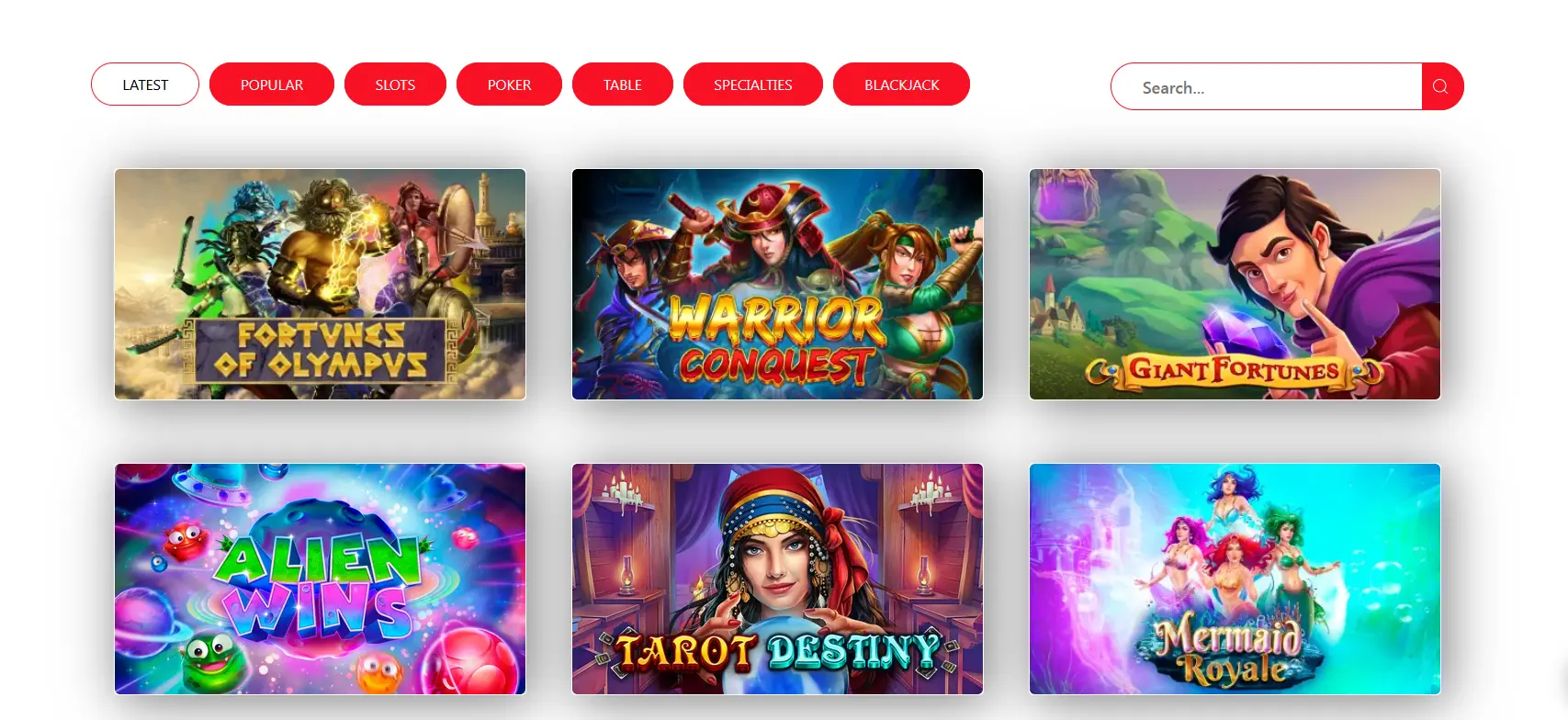 Screenshot of Red Dog Casino Games from Official WebSite