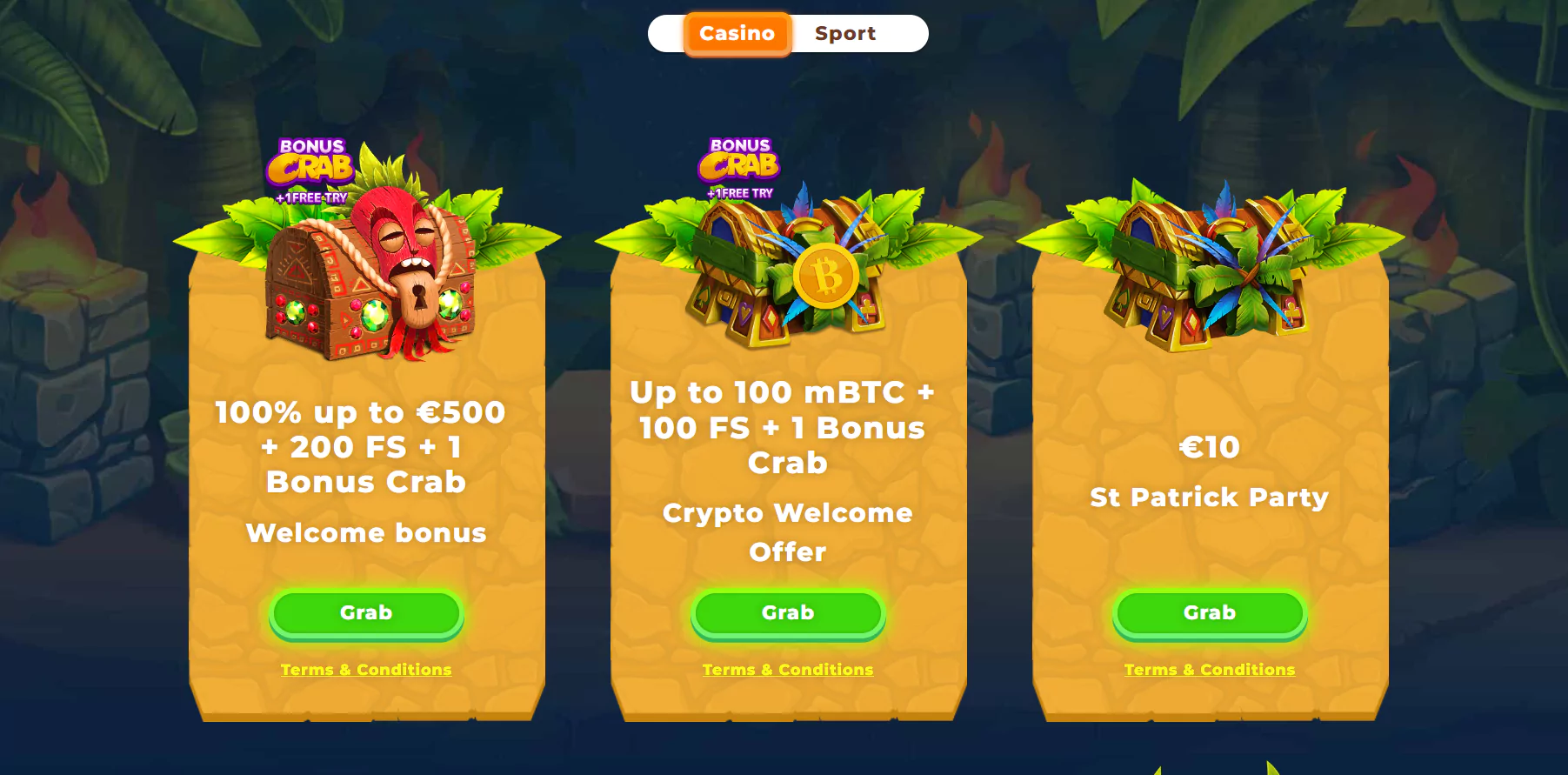 Screenshot of Wazamba Casino Bonuses from Official Website