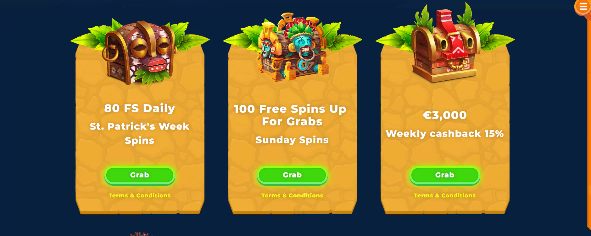 Screenshot of Wazamba Casino Bonuses from Official Website