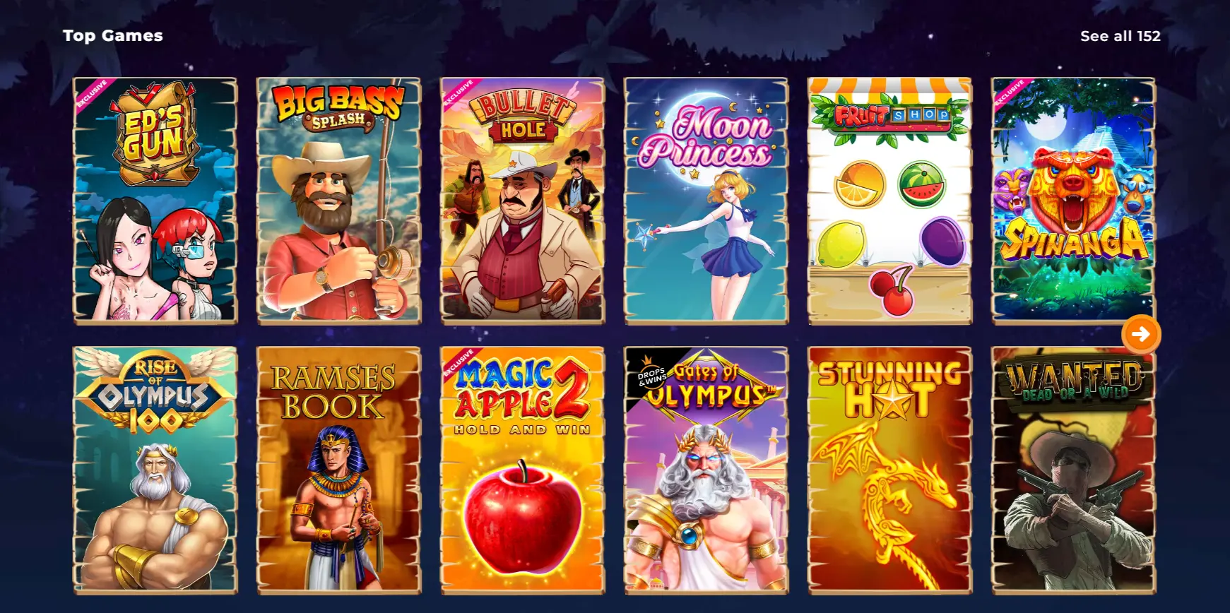 Screenshot of Wazamba Casino Games from Official Website