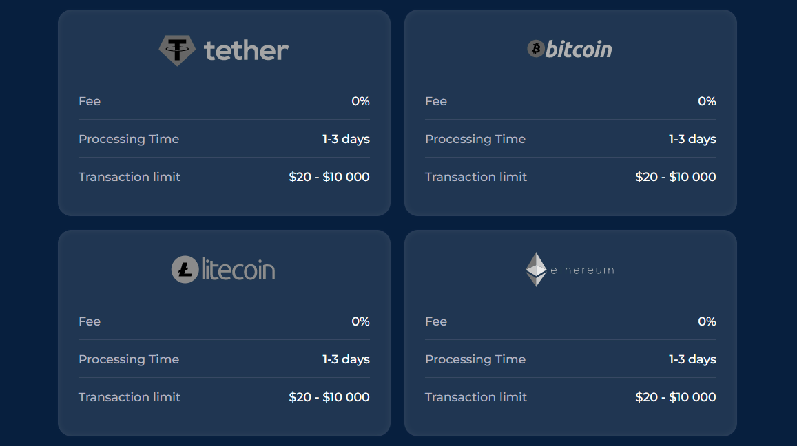 Screenshot of Payment Methods at Wazamba Casino from Official Website