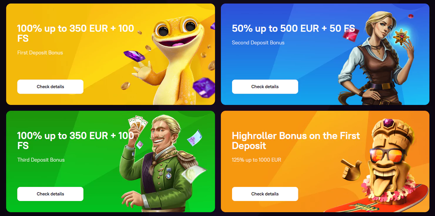 Screenshot of Zoome Casino Bonuses from Official Website